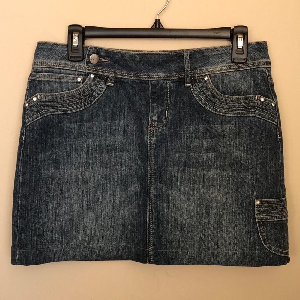 Jean skirt with rhinestones by Noir